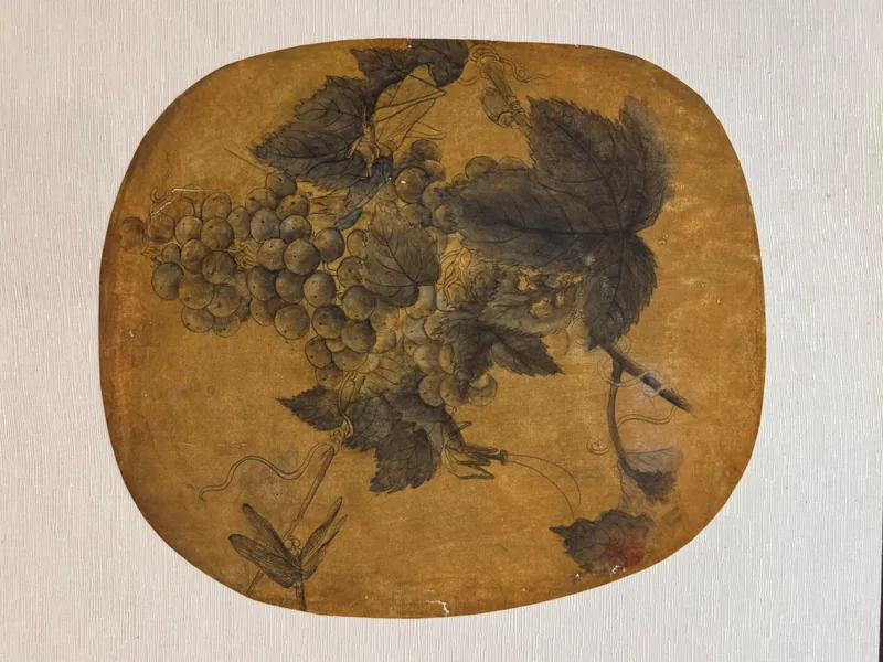 Drunken Red Lotus, 2017, Ink & Color on Gold-speckled Rice Paper (Square Mounted Painting)