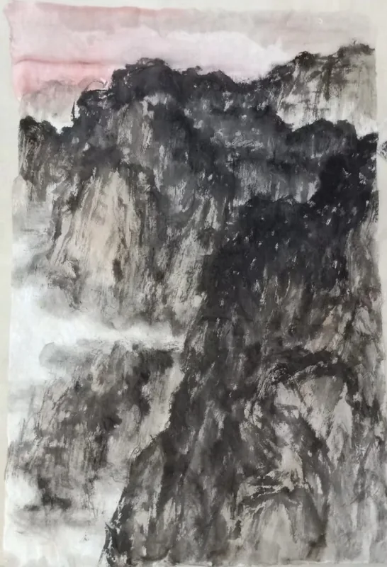 Morning Mountain and Cloud Mist, 2018, Splash-Ink Landscape on Raw Rice Paper