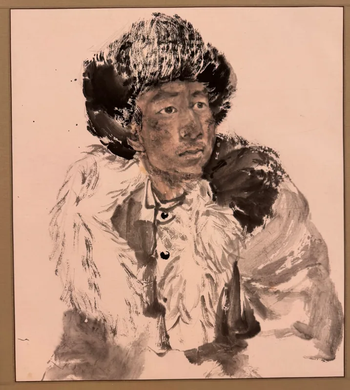 Plateau Man Portrait No.1, 2018, Colored Ink on Rice Paper