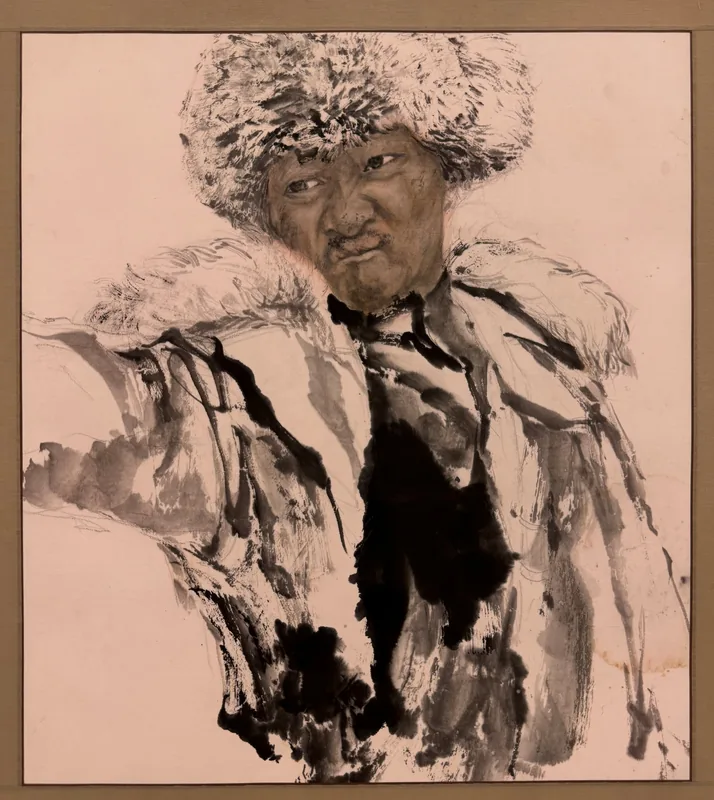 Plateau Man Portrait No.2, 2018, Colored Ink on Rice Paper